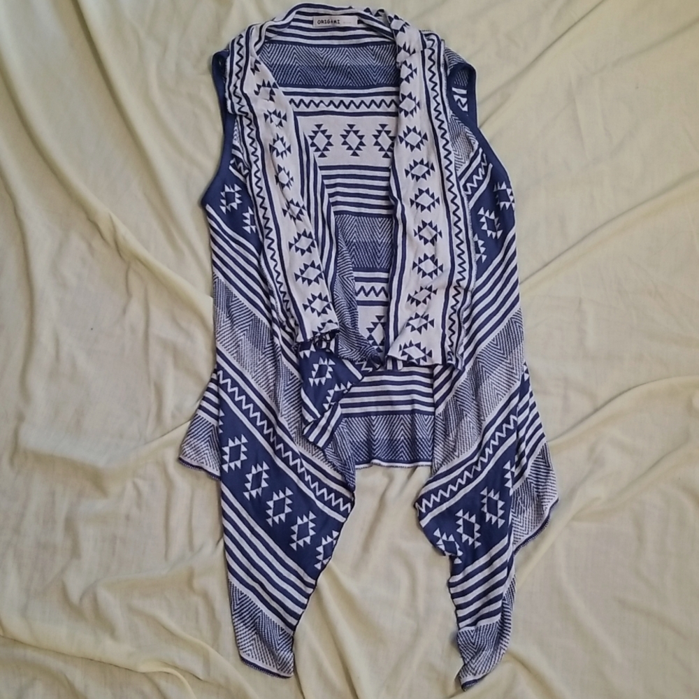Tribal print open vest